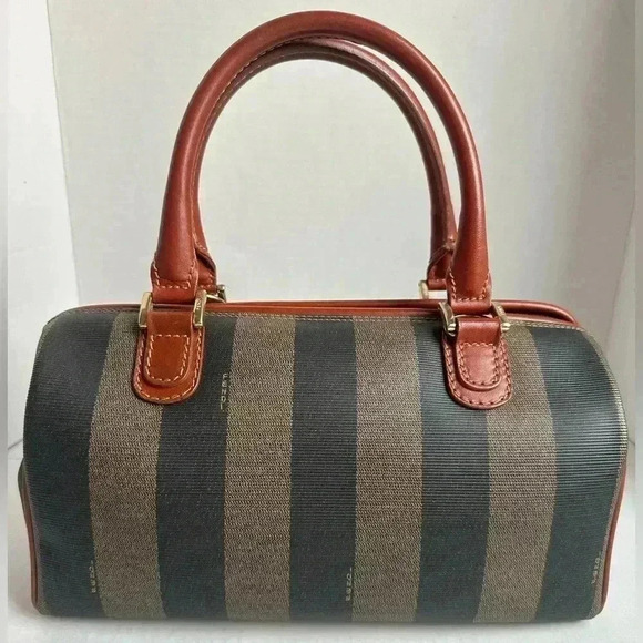 Authentic FENDI Pecan Top Handle Boston Bag Vintage handbag beautiful w/COA - Picture 7 of 17